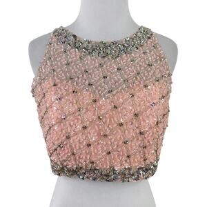 Sparkle Homecoming Beaded Sequin Rhinestone Women's Top